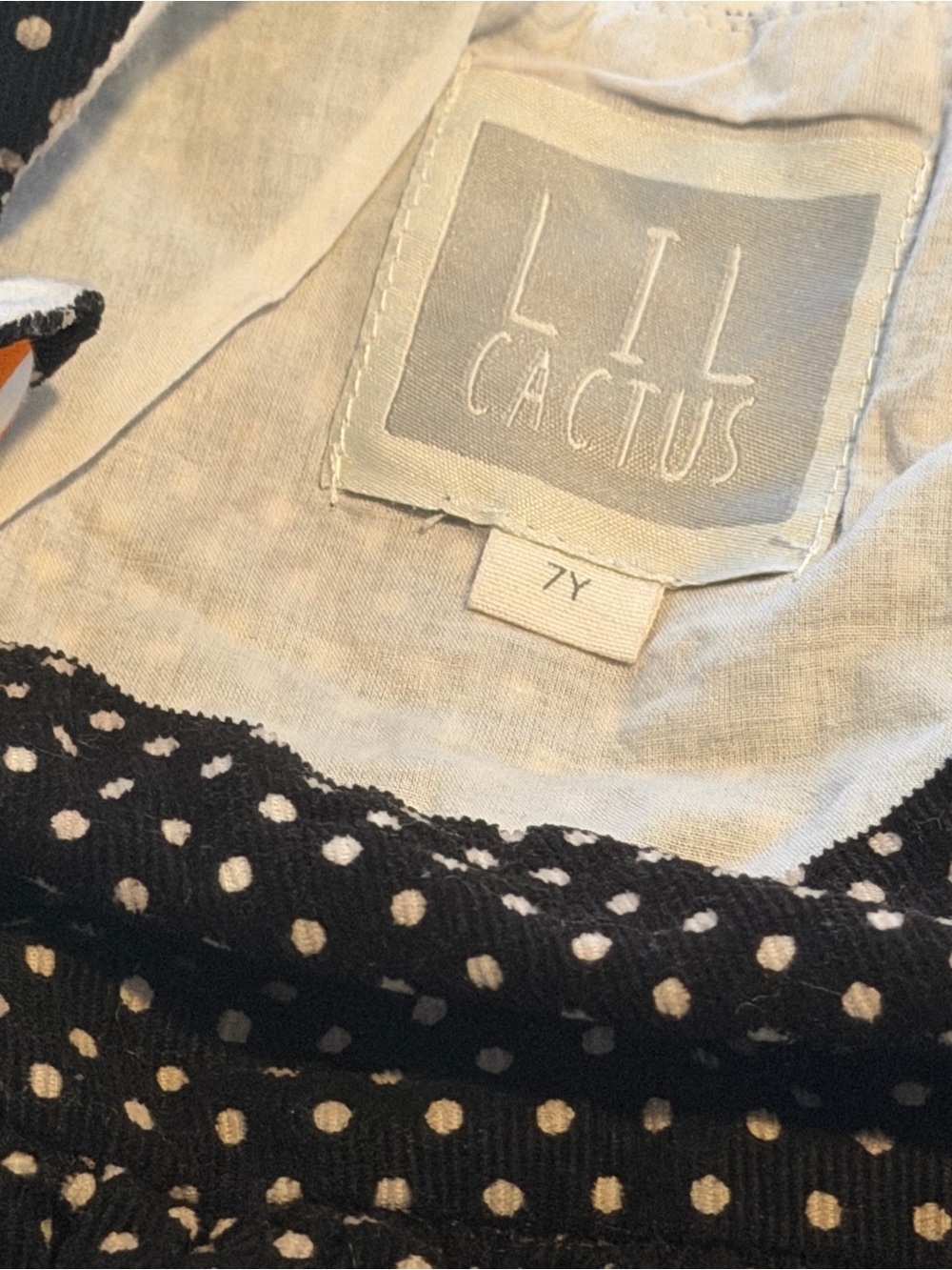 Lil Cactus Black Polka Dot Kids Dress - 7Y